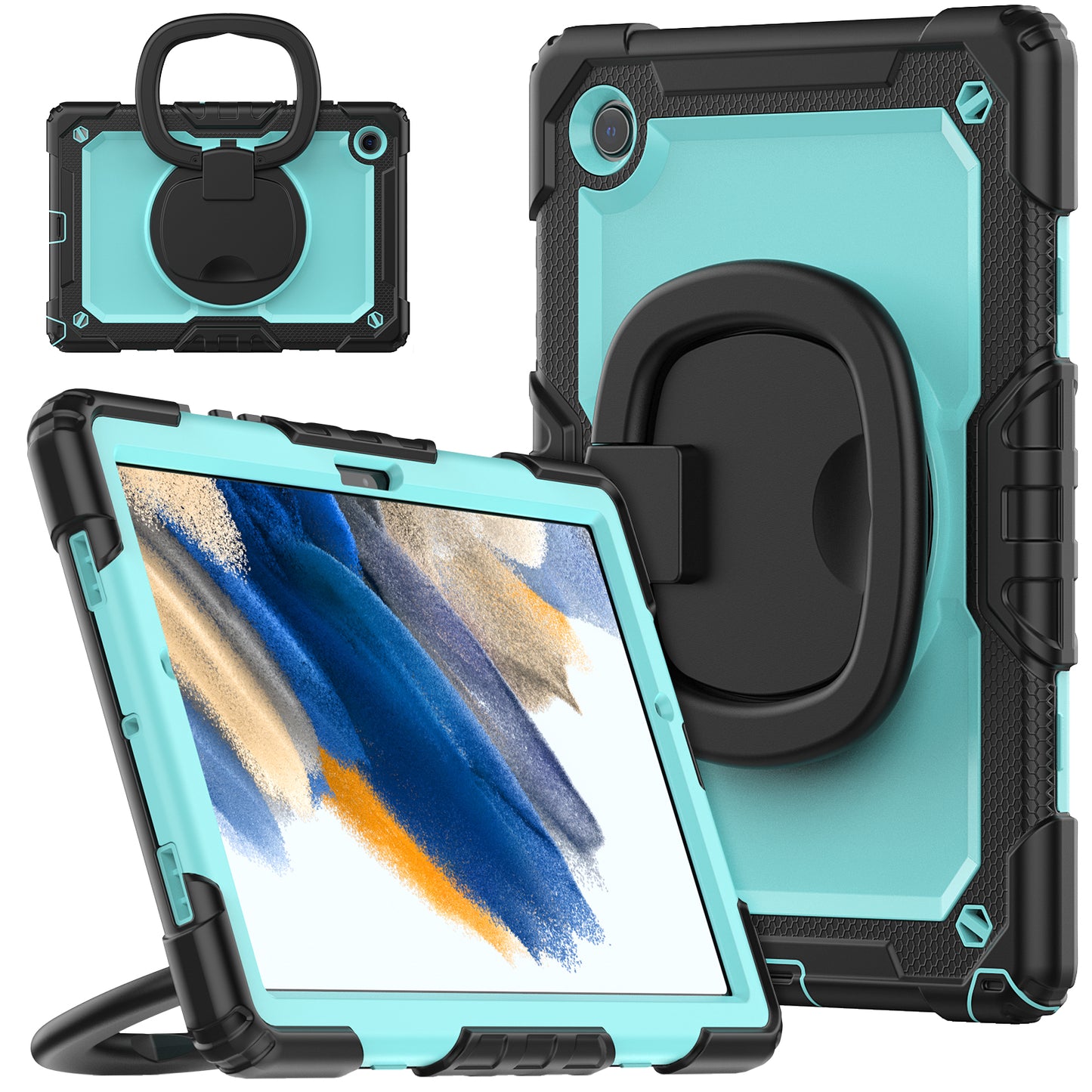 Tough Hook Galaxy Tab A8 Shockproof Case Rotatable Folding Handle Grip