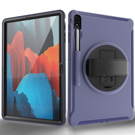 Spider Man Galaxy Tab S8+ Case Genuine Leather Hand Strap Combo Rotating Stand