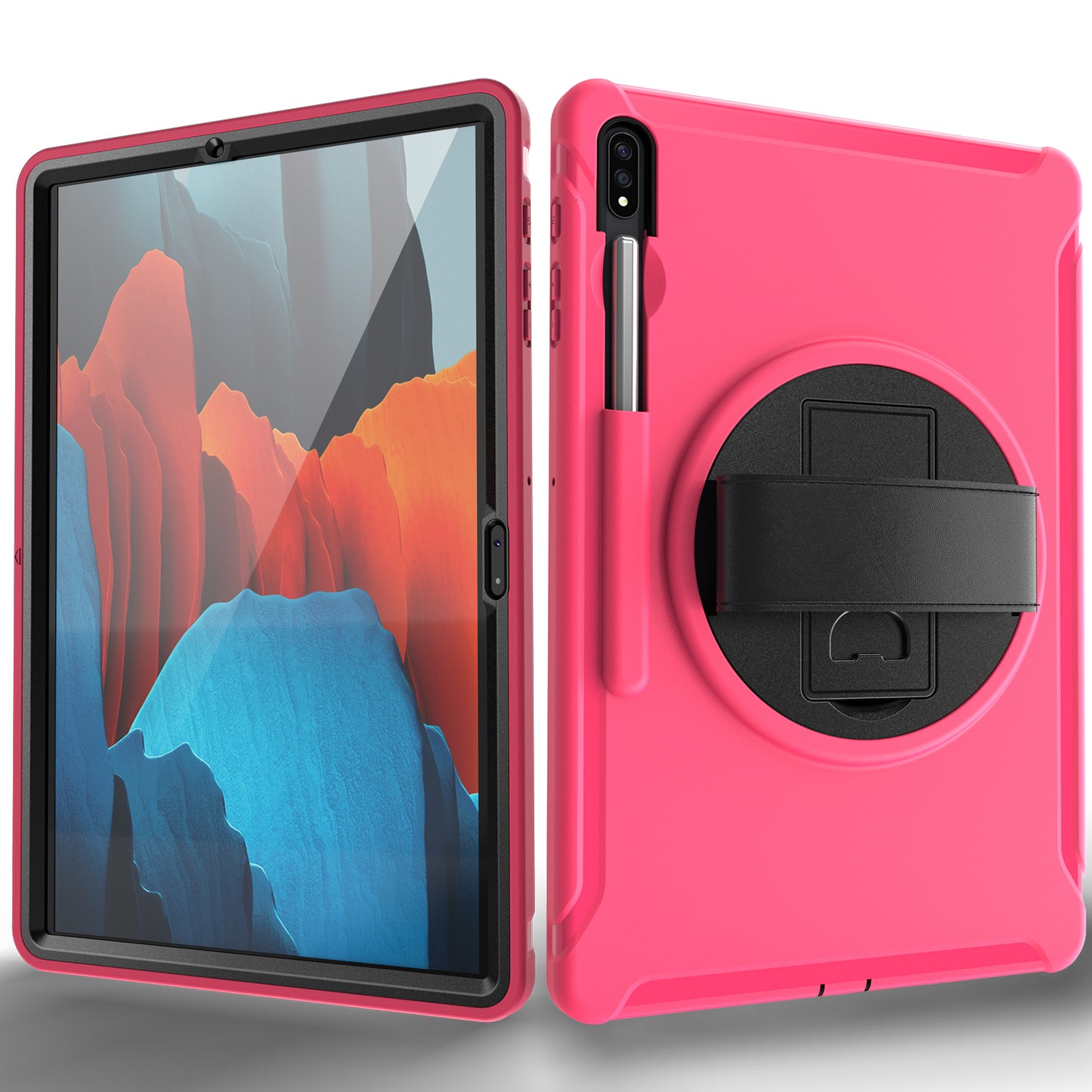 Spider Man Galaxy Tab S8+ Case Genuine Leather Hand Strap Combo Rotating Stand