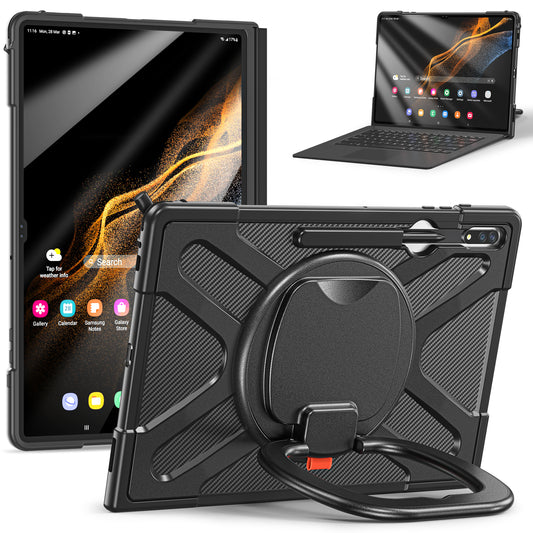 Jacket Beer Galaxy Tab S8 Ultra Case Heavy Duty Hybrid Rotatable Folding Handle Grip