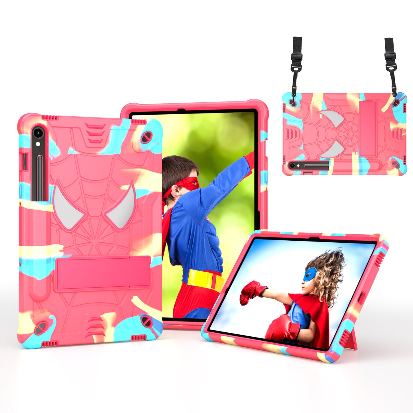 Spider-Man Galaxy Tab S8+ Shockproof Case Rugged Detachable Shoulder Strap