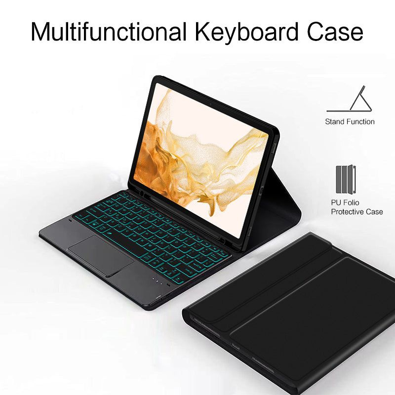 Classical Book Samsung Galaxy Tab S8+ Touchpad Keyboard Case Backlit Stand