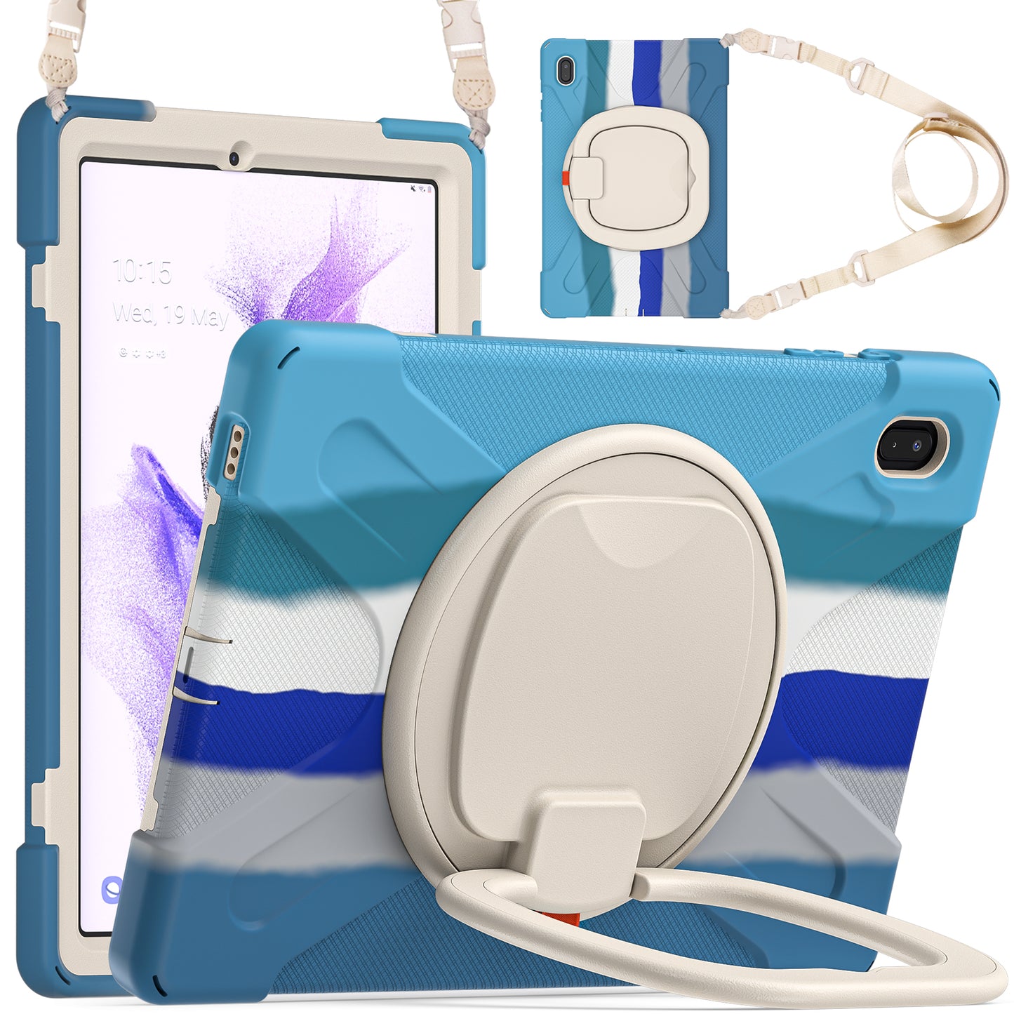 Pirate Box Galaxy Tab S8+ Case Hook Stand Rotating with Hand Holder Shoulder Strap