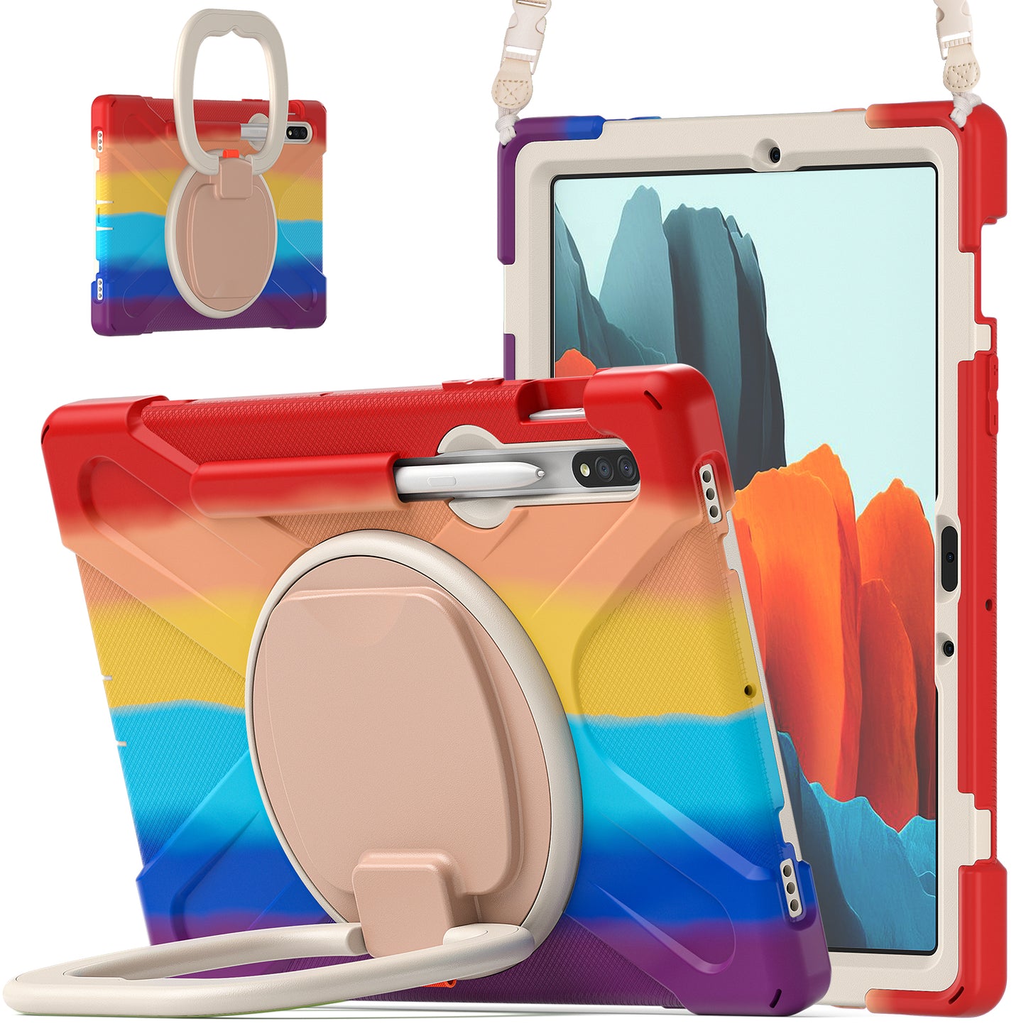 Pirate Box Galaxy Tab S8 Case Hook Stand Rotating Hand Holder Shoulder Strap