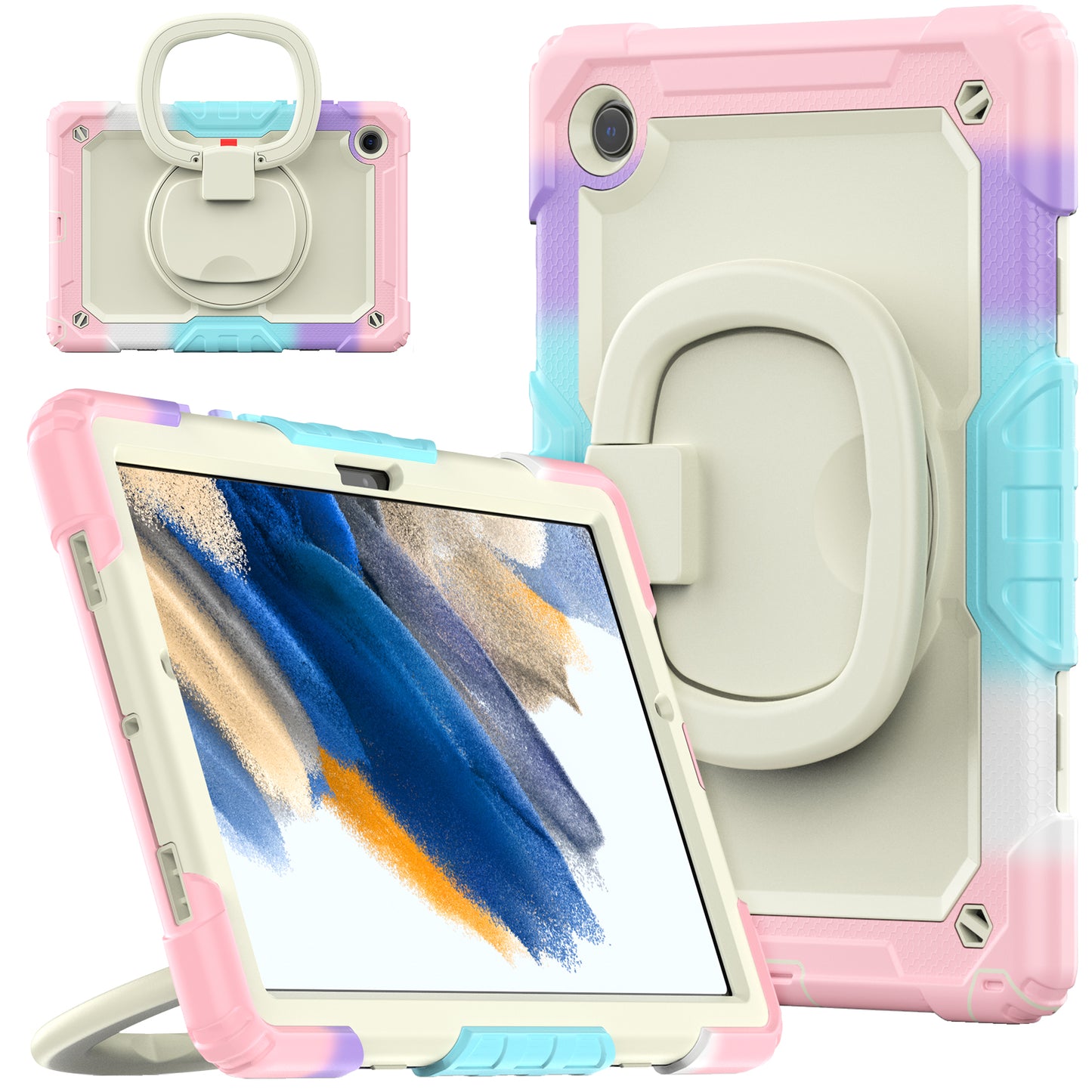 Tough Hook Galaxy Tab A8 Shockproof Case Rotatable Folding Handle Grip