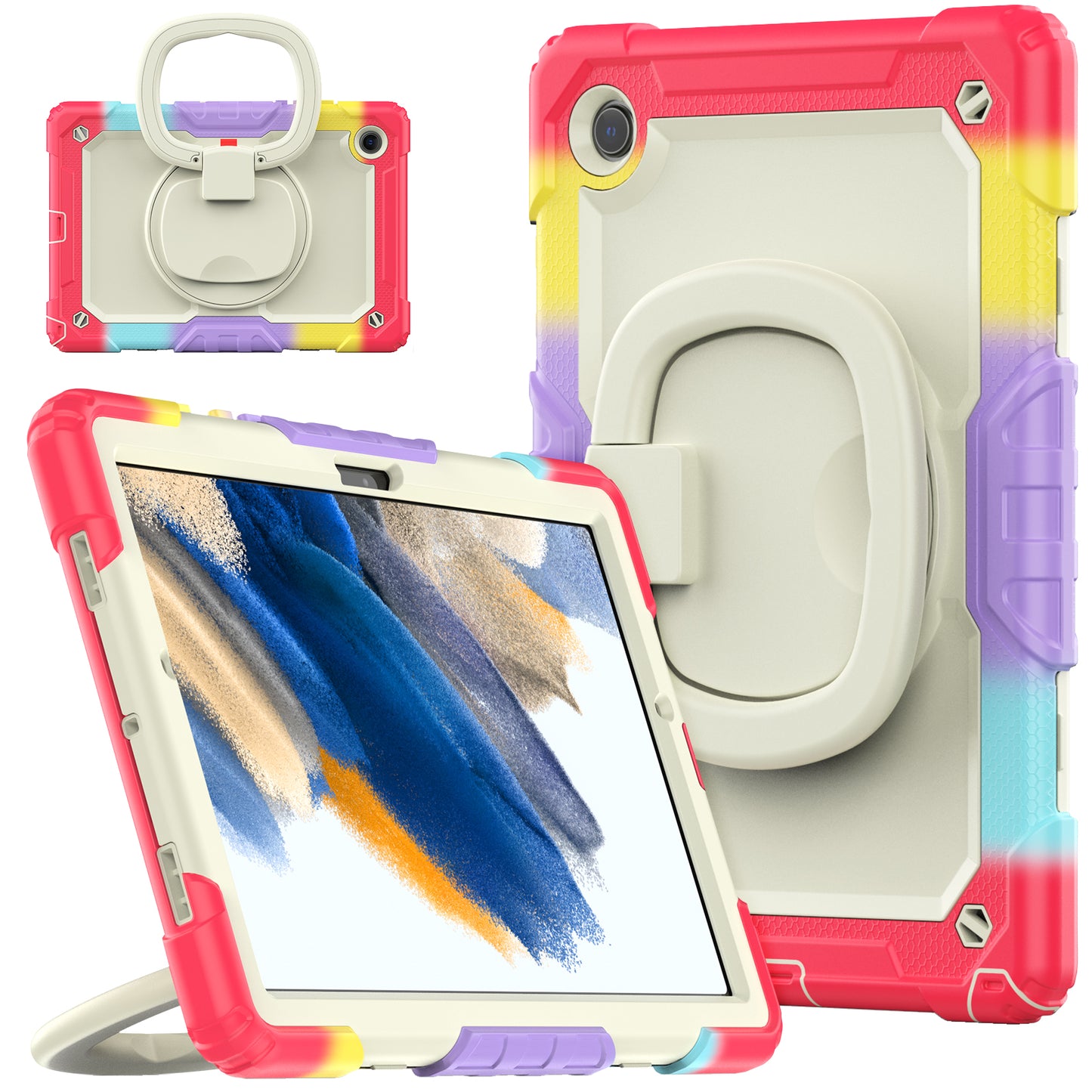 Tough Hook Galaxy Tab A8 Shockproof Case Rotatable Folding Handle Grip