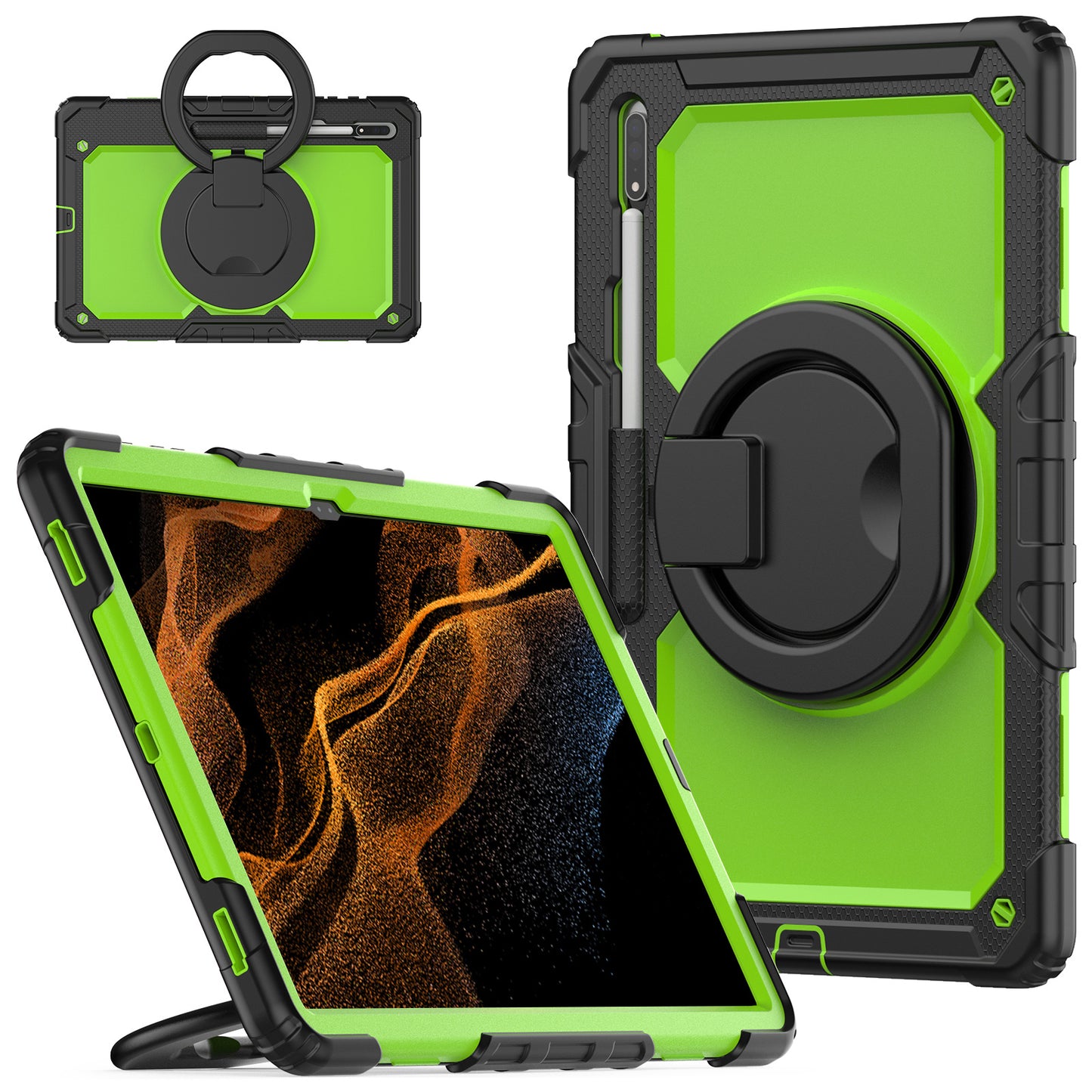 Tough Hook Galaxy Tab S8 Ultra Shockproof Case Rotatable Folding Handle Grip