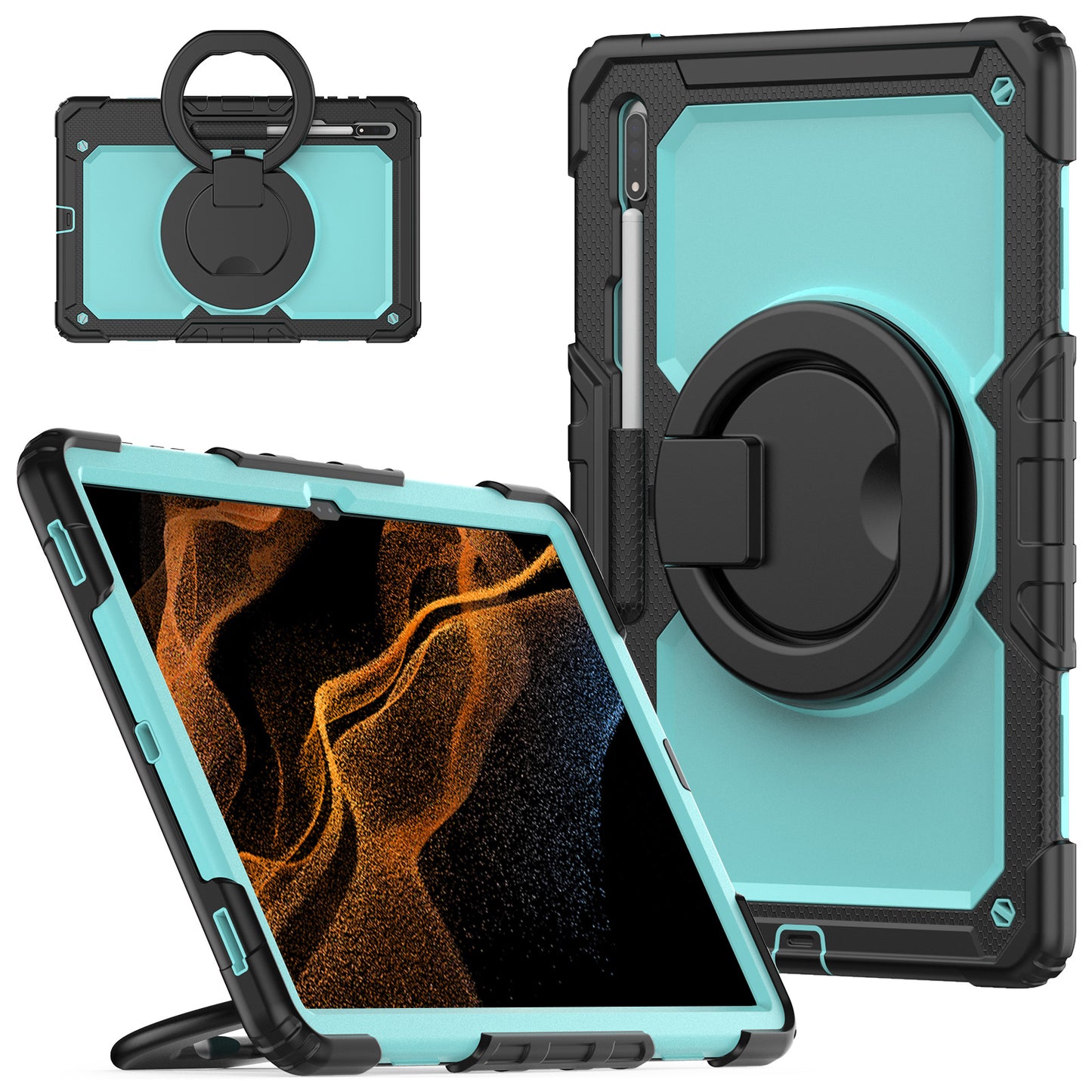 Tough Hook Galaxy Tab S8 Ultra Shockproof Case Rotatable Folding Handle Grip