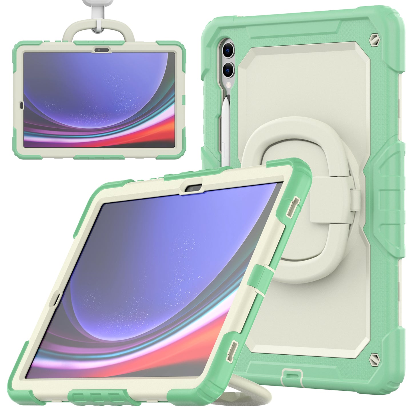 Tough Hook Galaxy Tab S9+ Shockproof Case Rotatable Folding Handle Grip