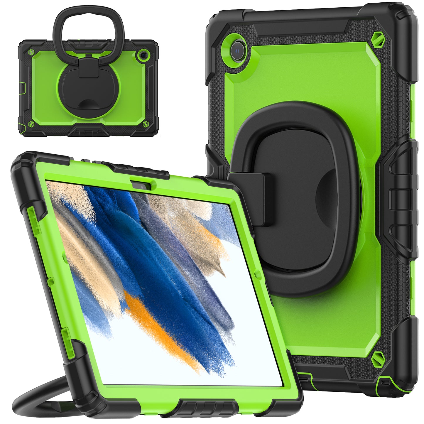 Tough Hook Galaxy Tab A8 Shockproof Case Rotatable Folding Handle Grip