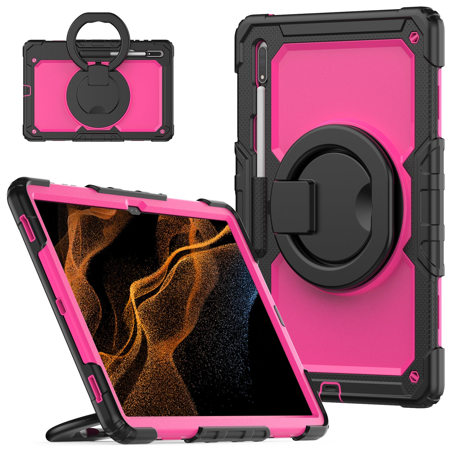 Tough Hook Galaxy Tab S8 Ultra Shockproof Case Rotatable Folding Handle Grip