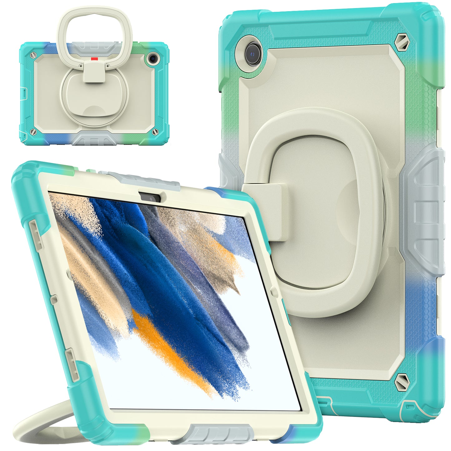 Tough Hook Galaxy Tab A8 Shockproof Case Rotatable Folding Handle Grip