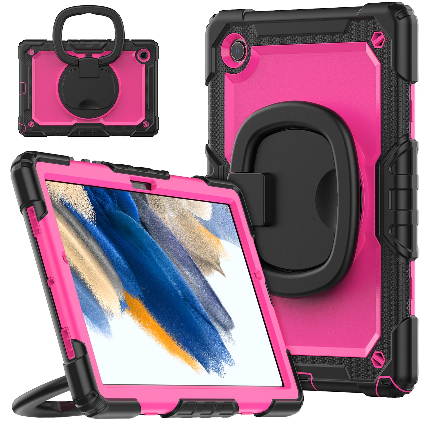 Tough Hook Galaxy Tab A8 Shockproof Case Rotatable Folding Handle Grip