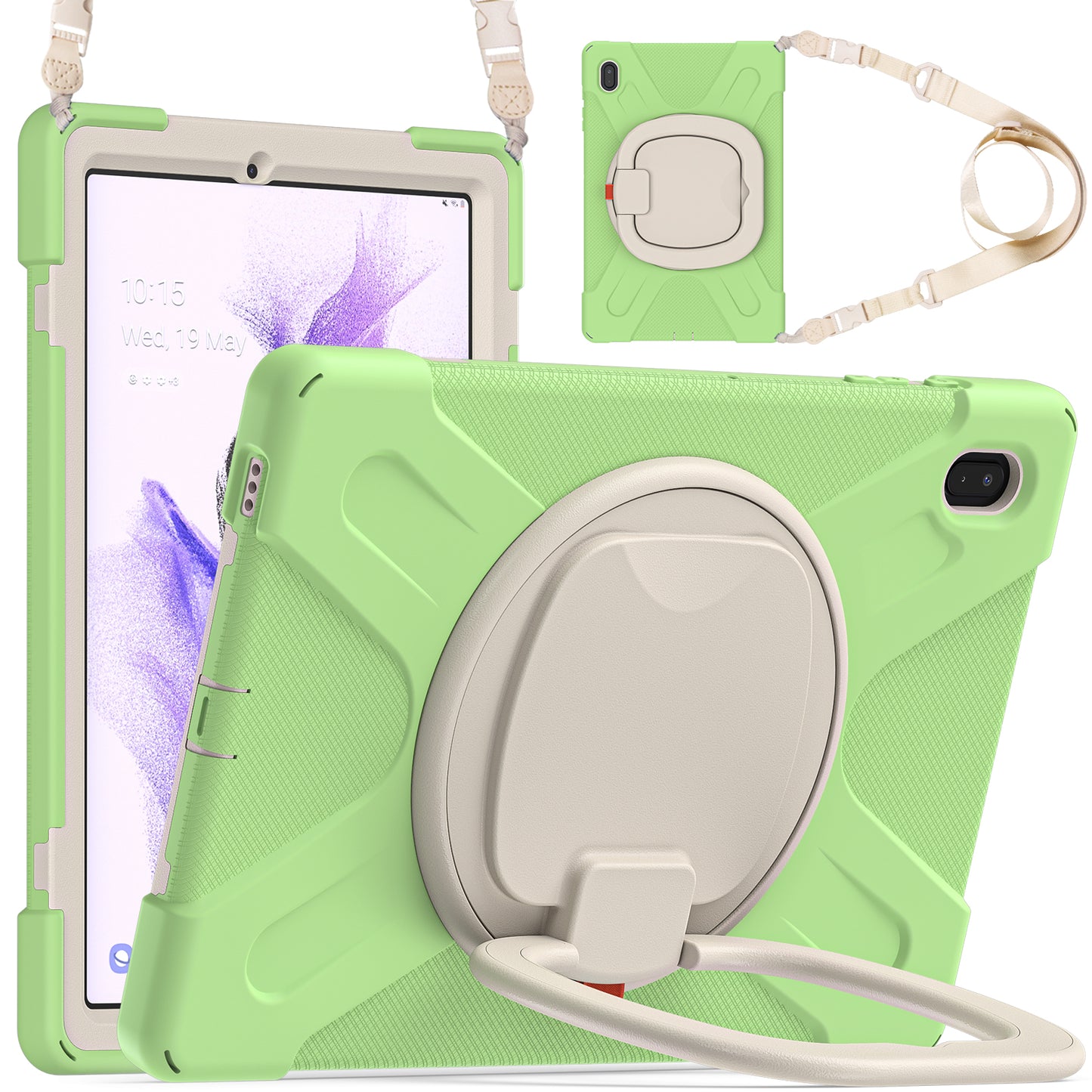 Pirate Box Galaxy Tab S8+ Case Hook Stand Rotating with Hand Holder Shoulder Strap