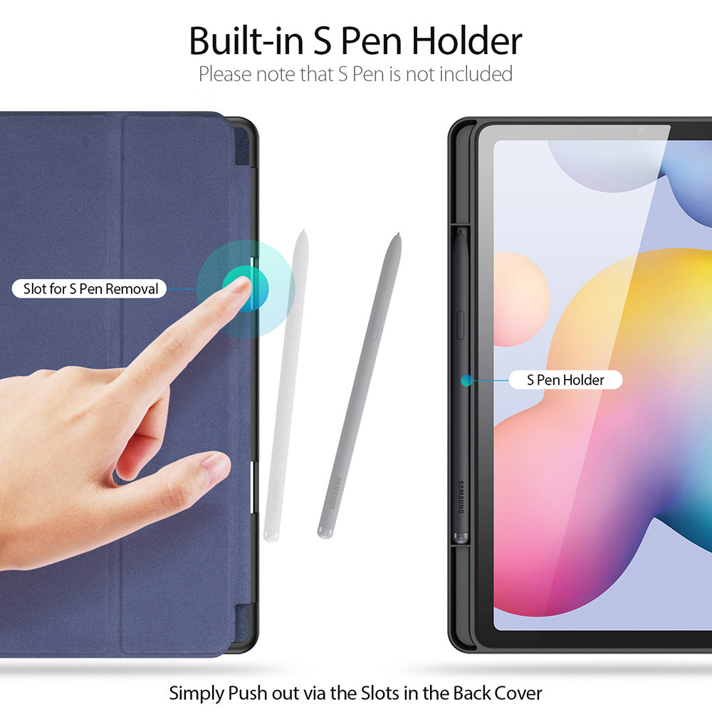 Domo Flip Samsung Galaxy Tab S6 Lite Leather Case Smart Magnetic Tri-fold Stand