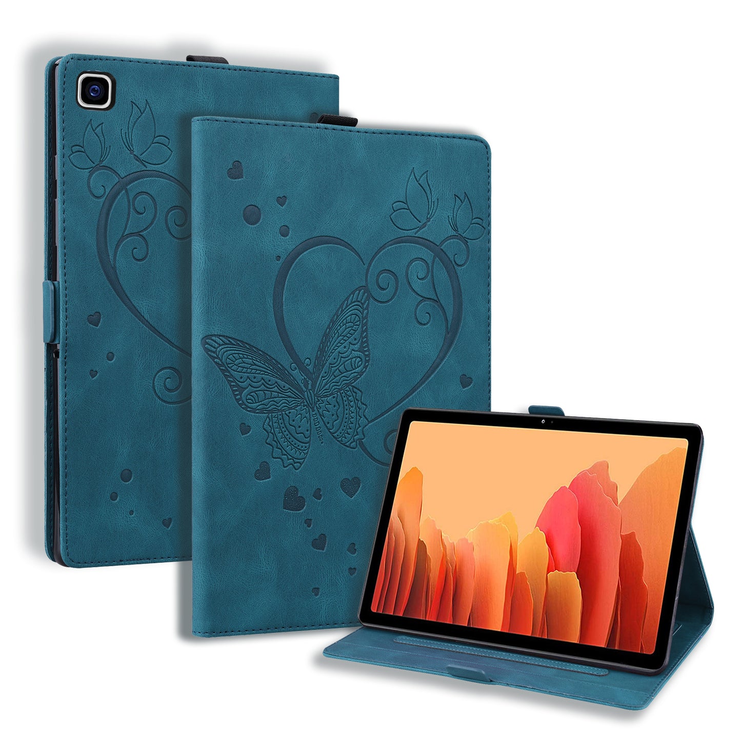 Love Butterfly Galaxy Tab A7 Grils Leather Case Embossing Wallet Flip Stand
