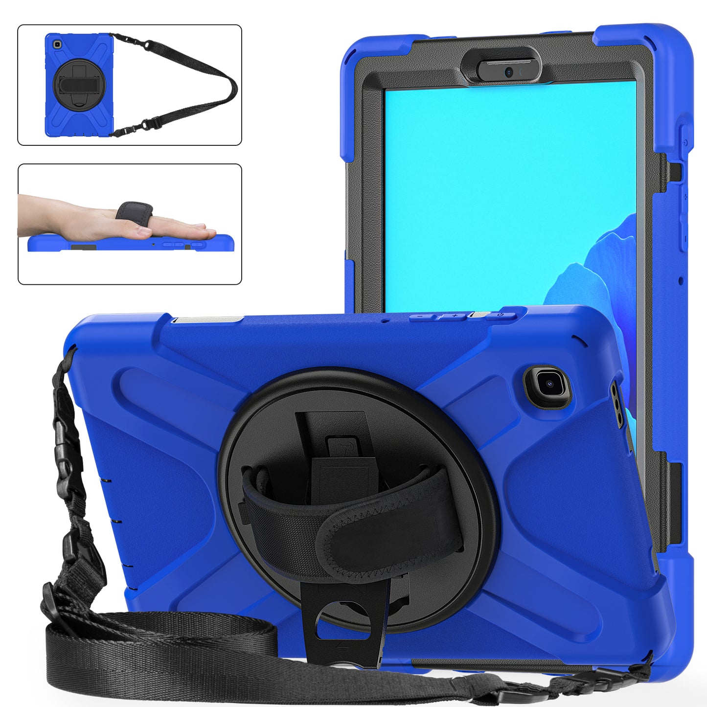 Pirate King Galaxy Tab A7 Lite Case 360 Rotating Stand Hand Holder Shoulder Strap