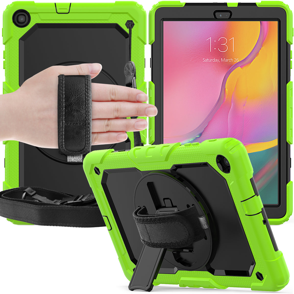 Tough Strap Galaxy Tab A 10.1 2019 Shockproof Case Built-in Screen Protector