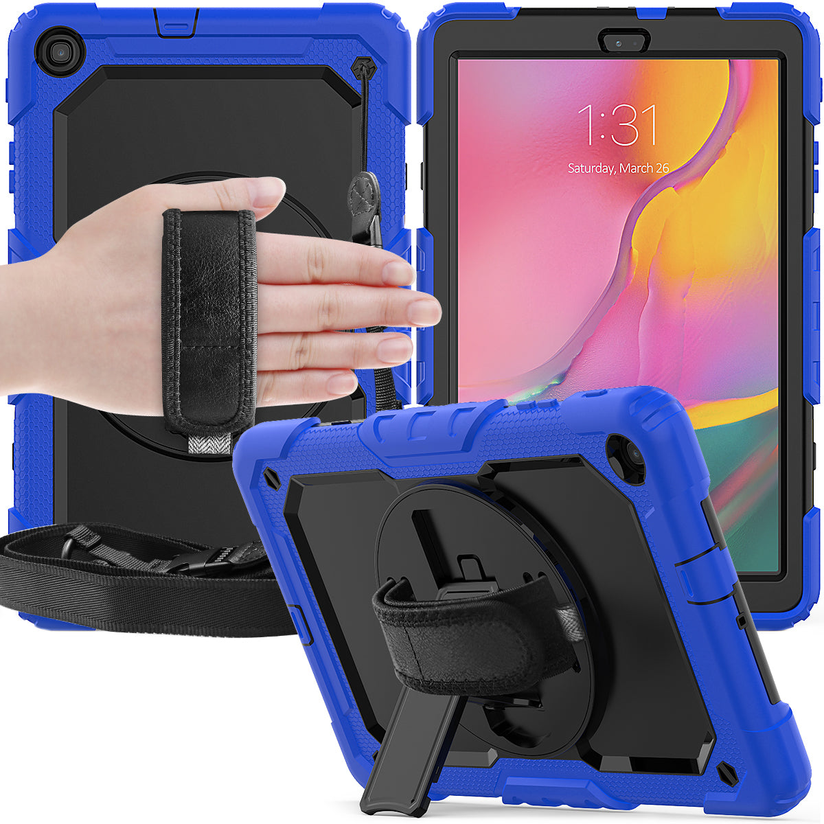 Tough Strap Galaxy Tab A 10.1 2019 Shockproof Case Built-in Screen Protector