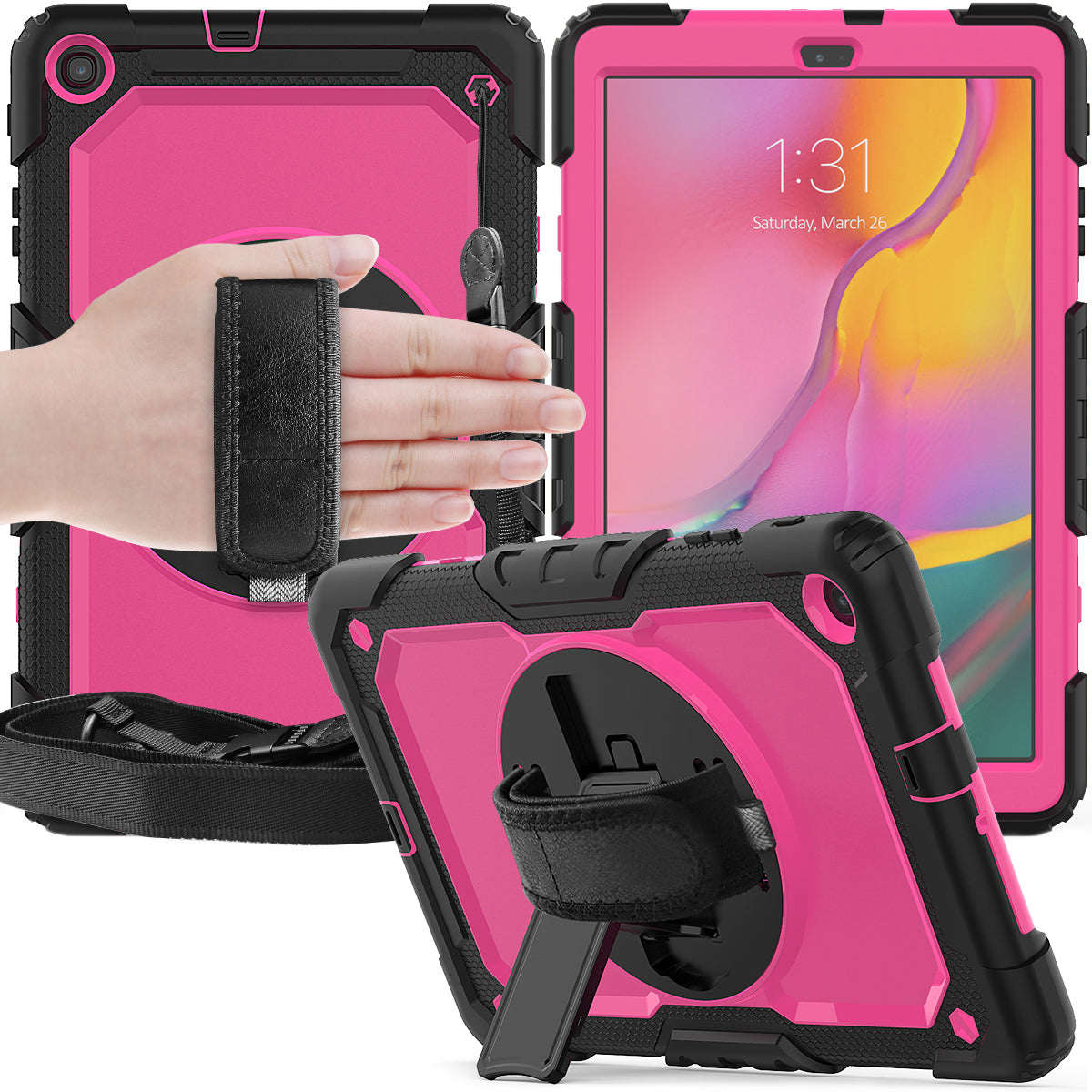Tough Strap Galaxy Tab A 10.1 2019 Shockproof Case Built-in Screen Protector