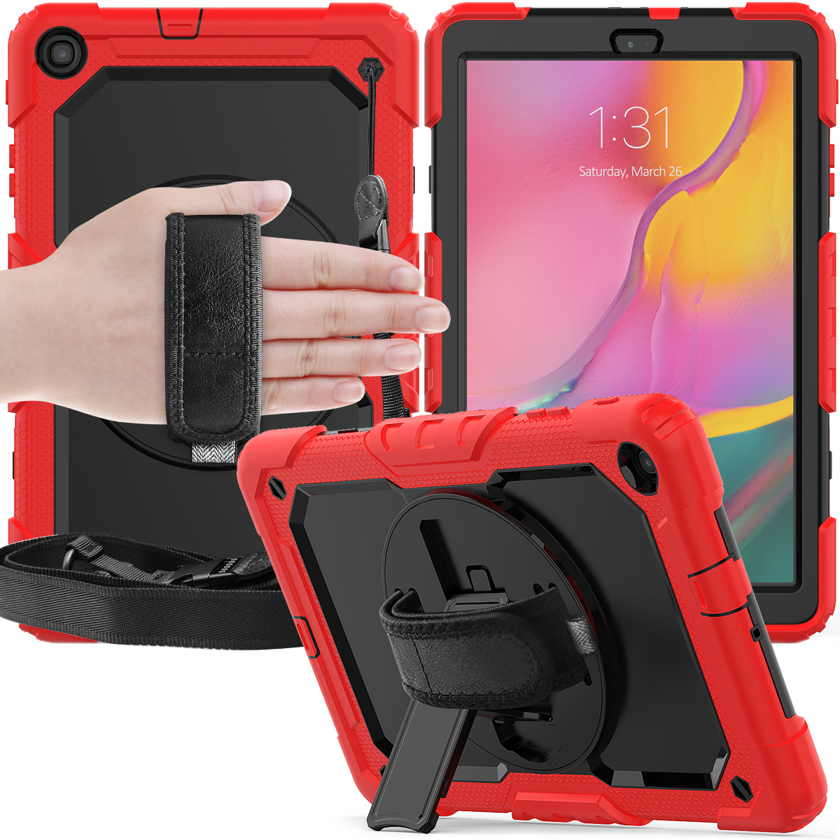 Tough Strap Galaxy Tab A 10.1 2019 Shockproof Case Built-in Screen Protector