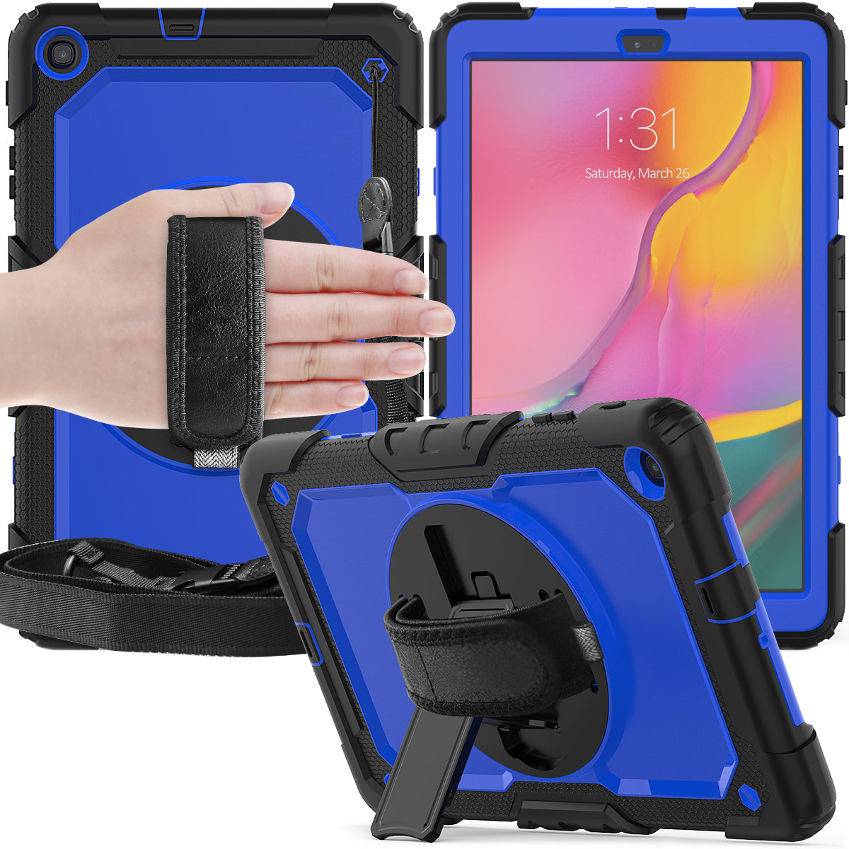 Tough Strap Galaxy Tab A 10.1 2019 Shockproof Case Built-in Screen Protector