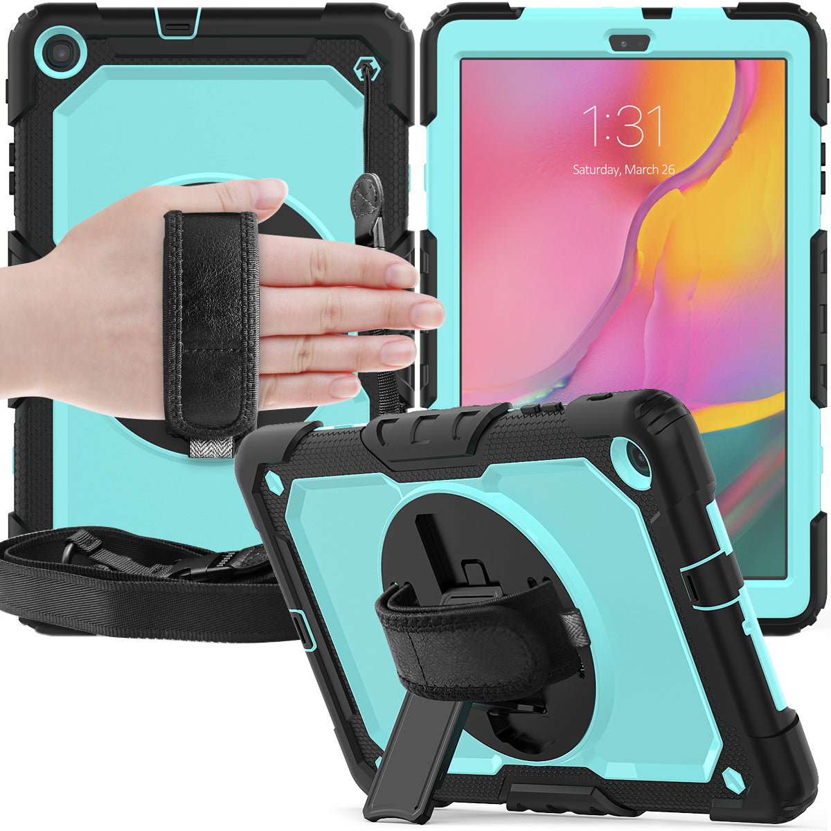 Tough Strap Galaxy Tab A 10.1 2019 Shockproof Case Built-in Screen Protector