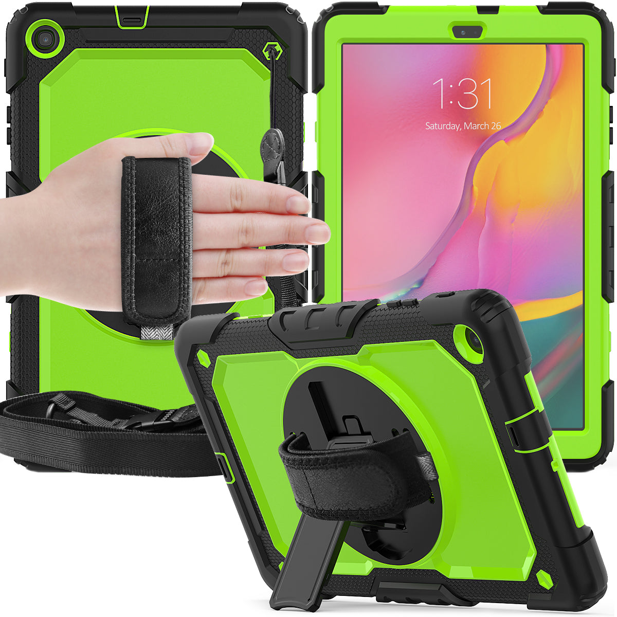 Tough Strap Galaxy Tab A 10.1 2019 Shockproof Case Built-in Screen Protector