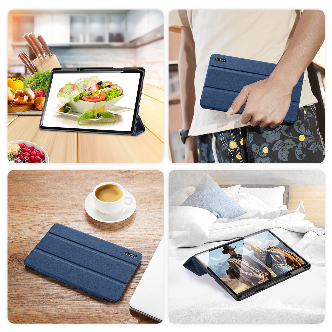 Domo Flip Samsung Galaxy Tab S8+ Leather Case Smart Magnetic Tri-fold Stand