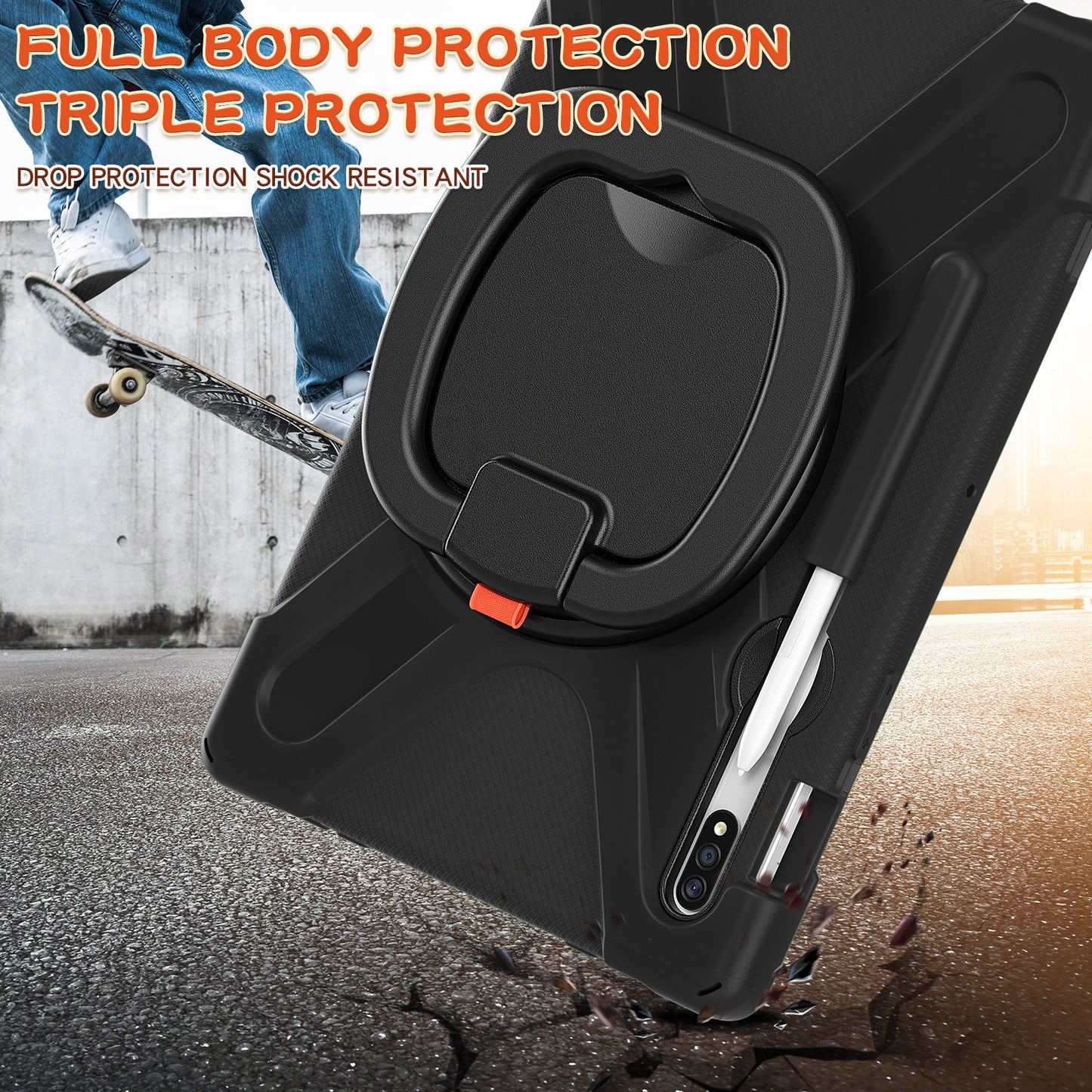 Pirate Box Galaxy Tab S6 Case Hook Stand Rotating with Hand Holder Shoulder Strap