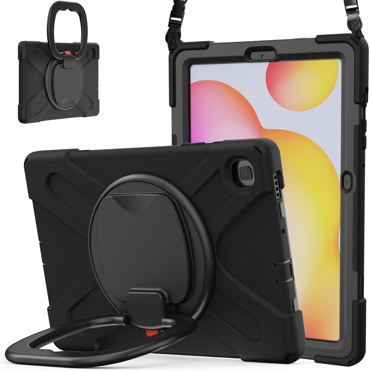 Pirate Box Galaxy Tab S6 Lite Case Hook Stand Rotating Hand Holder Shoulder Strap