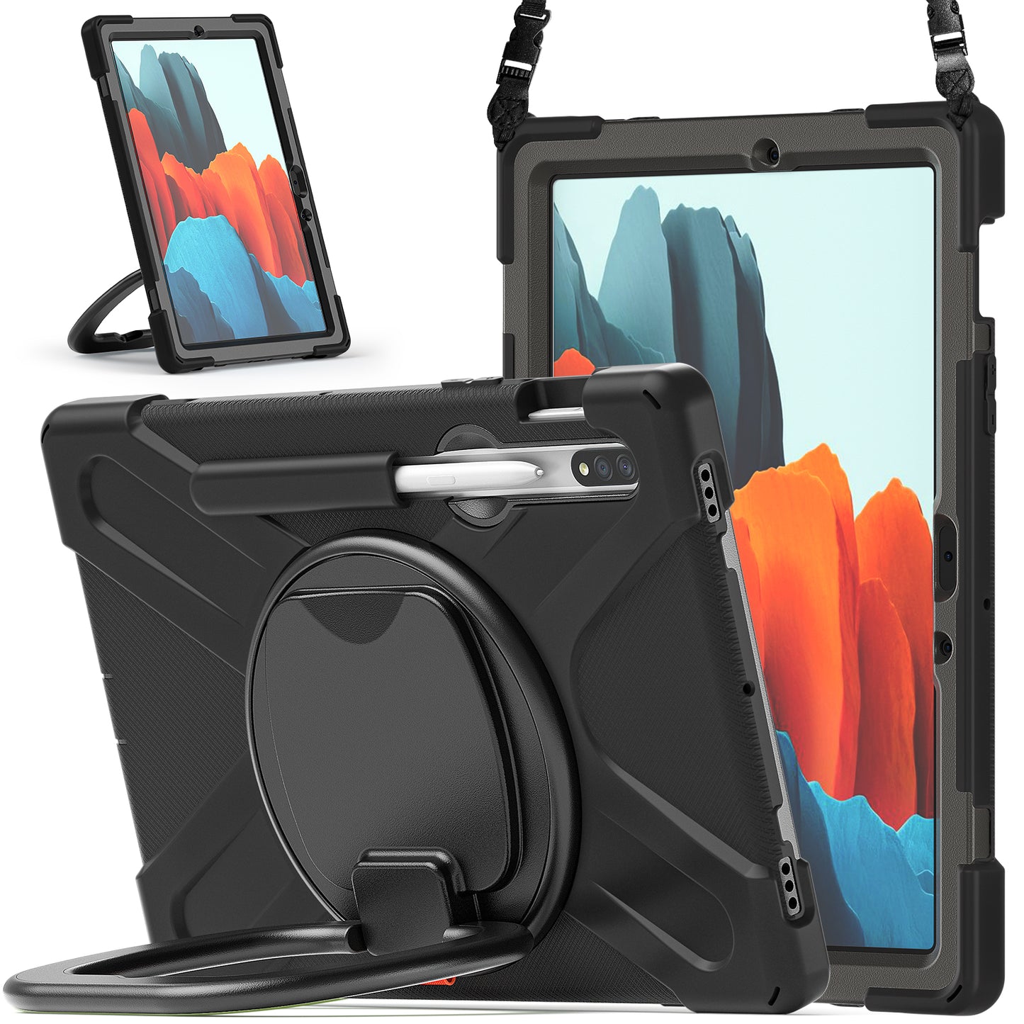 Pirate Box Galaxy Tab S8 Case Hook Stand Rotating Hand Holder Shoulder Strap