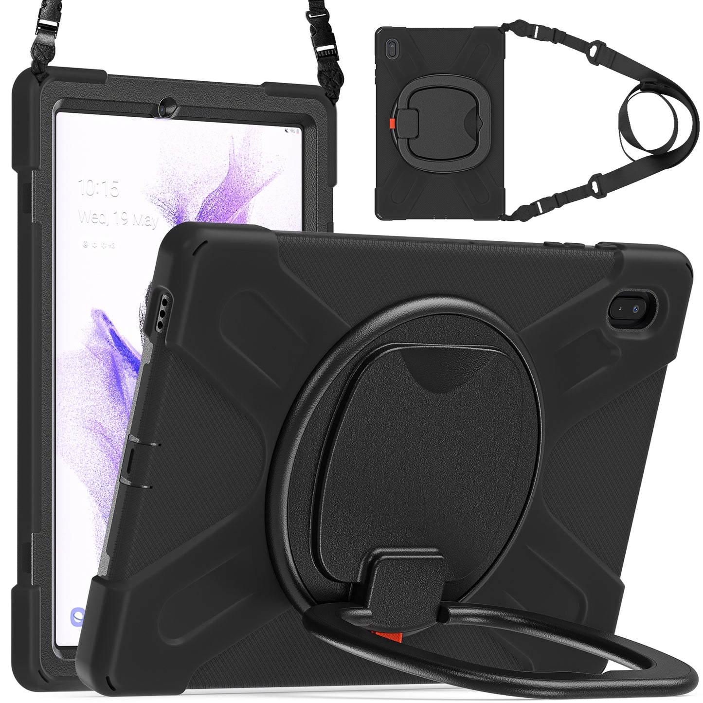 Pirate Box Galaxy Tab S8+ Case Hook Stand Rotating with Hand Holder Shoulder Strap