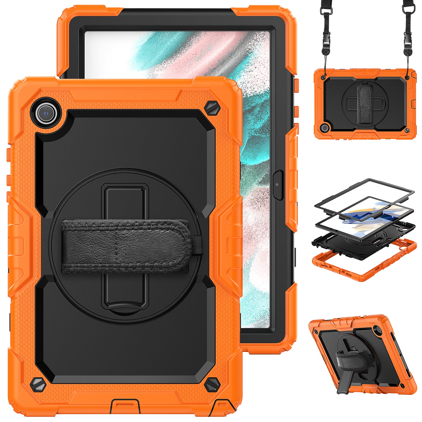 Tough Strap Galaxy Tab A8 Shockproof Case Multi-functional Built-in Screen Protector