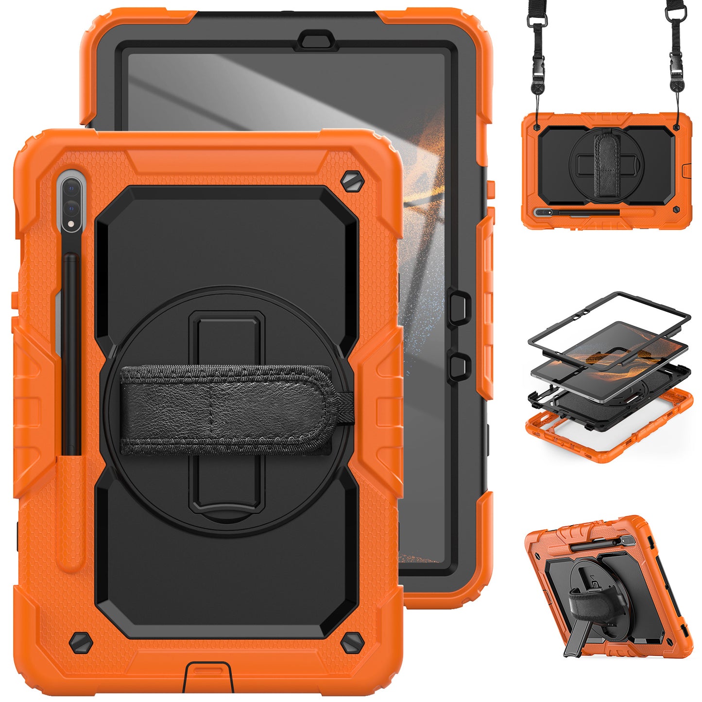 Tough Strap Galaxy Tab S8 Shockproof Case Multi-functional Built-in Screen Protector