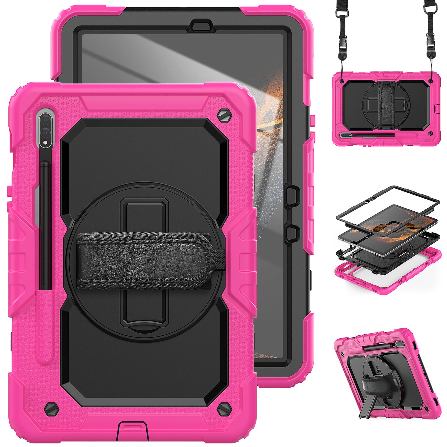 Tough Strap Galaxy Tab S8 Shockproof Case Multi-functional Built-in Screen Protector
