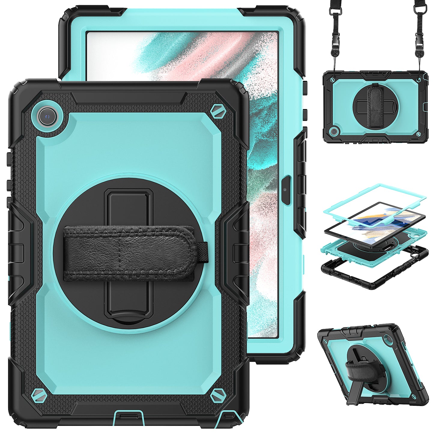 Tough Strap Galaxy Tab A8 Shockproof Case Multi-functional Built-in Screen Protector