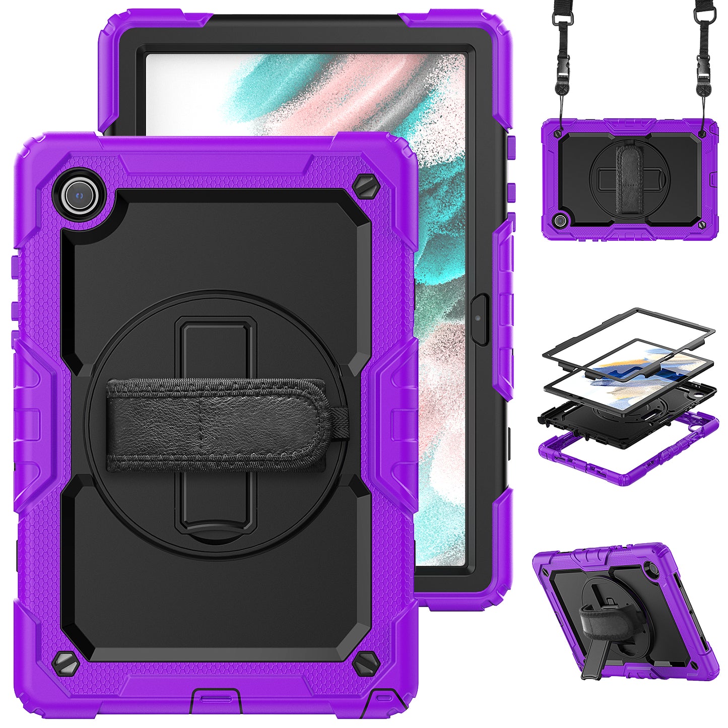 Tough Strap Galaxy Tab A8 Shockproof Case Multi-functional Built-in Screen Protector