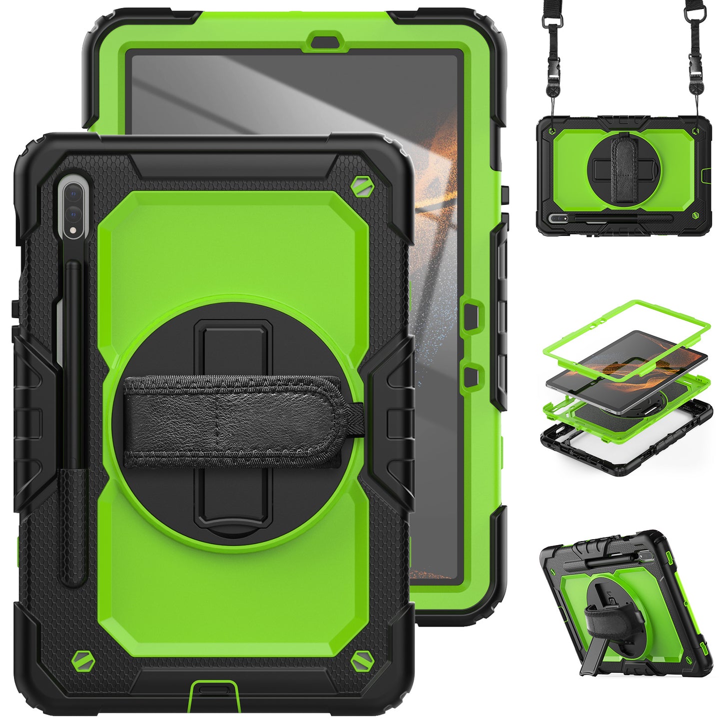 Tough Strap Galaxy Tab S8 Shockproof Case Multi-functional Built-in Screen Protector