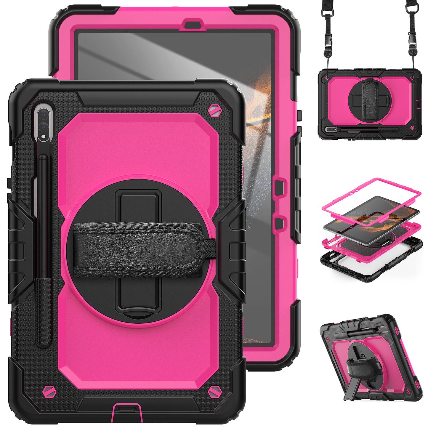 Tough Strap Galaxy Tab S8 Shockproof Case Multi-functional Built-in Screen Protector