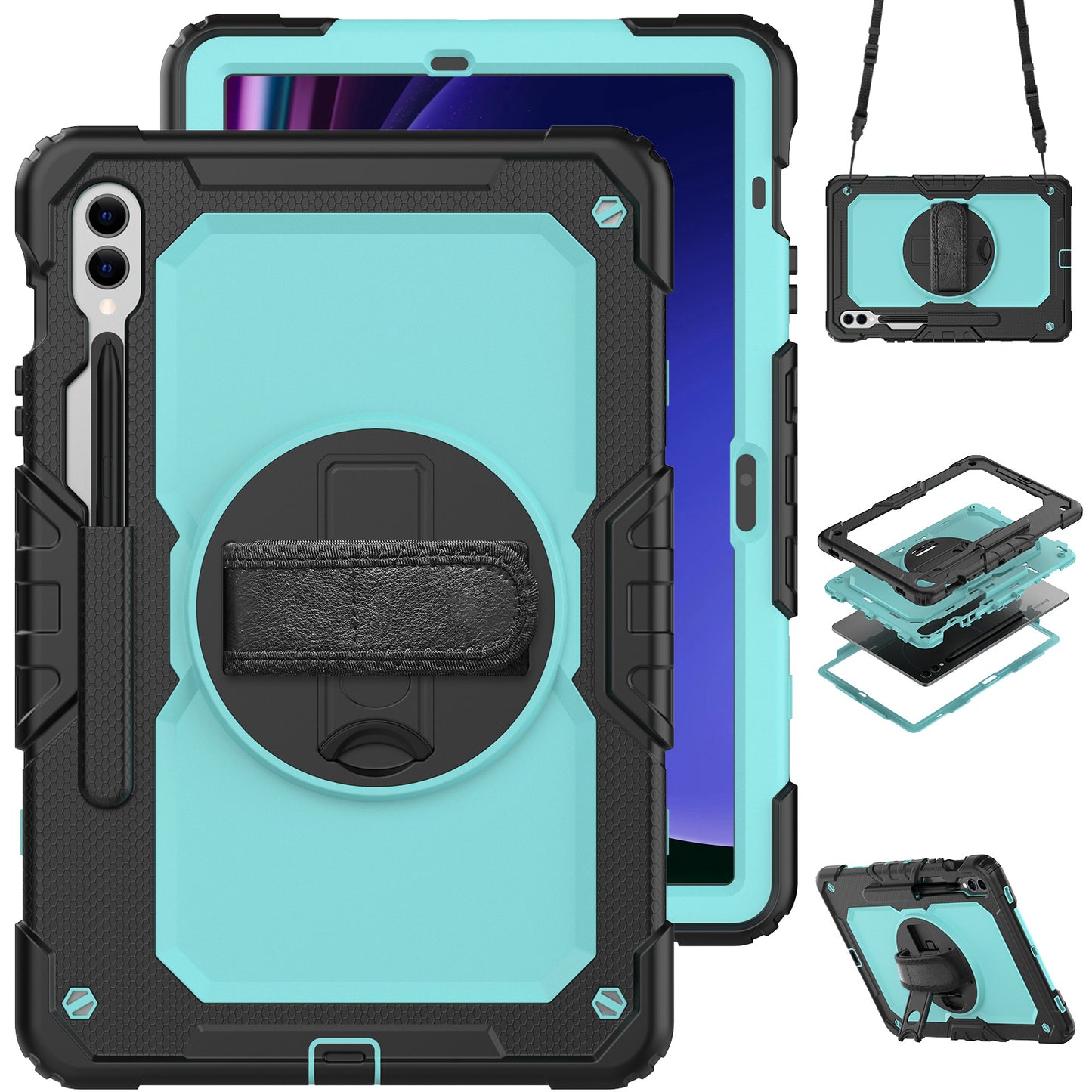 Tough Strap Galaxy Tab S9 FE+ Shockproof Case Multi-functional Built-in Screen Protector