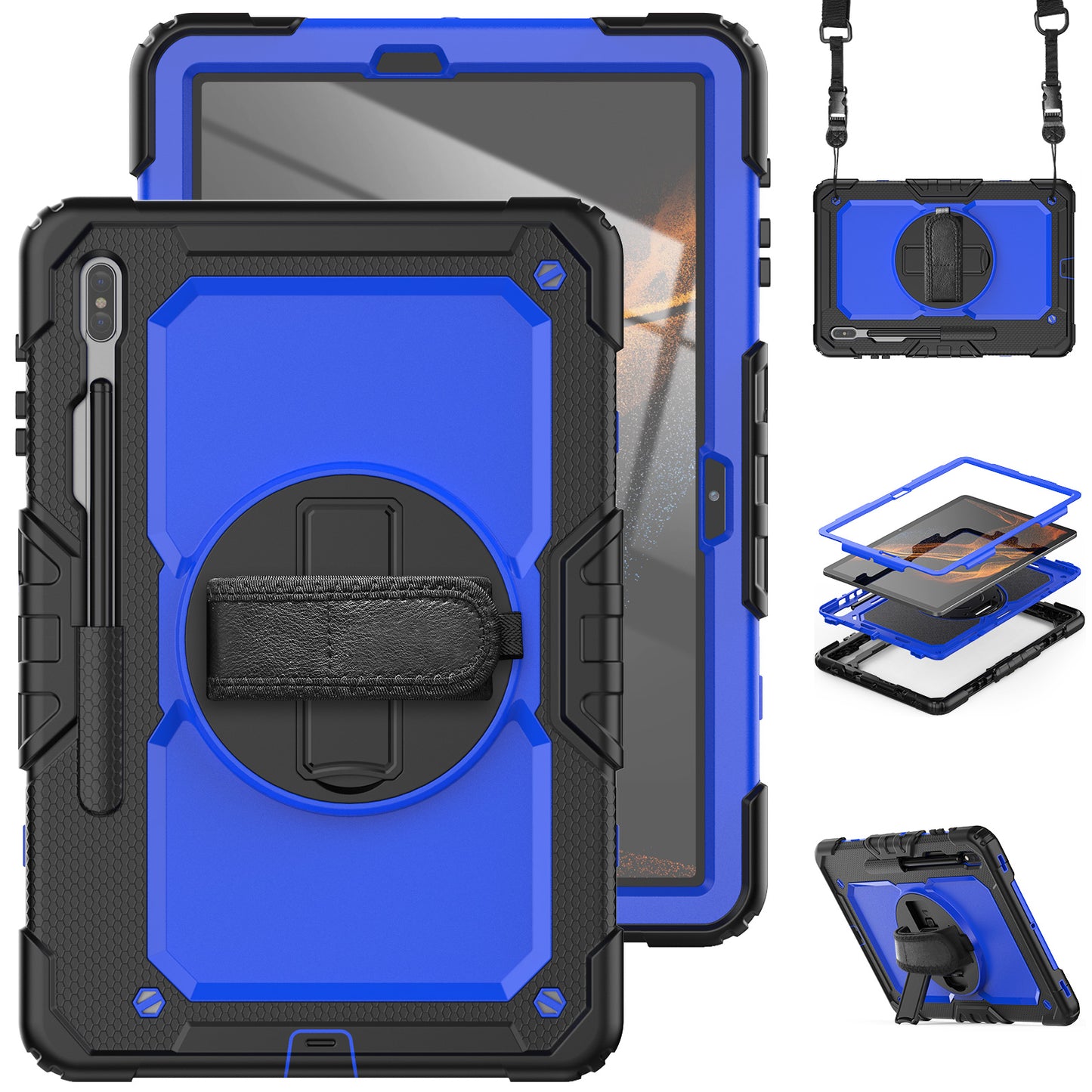 Tough Strap Galaxy Tab S8+ Shockproof Case Multi-functional Built-in Screen Protector