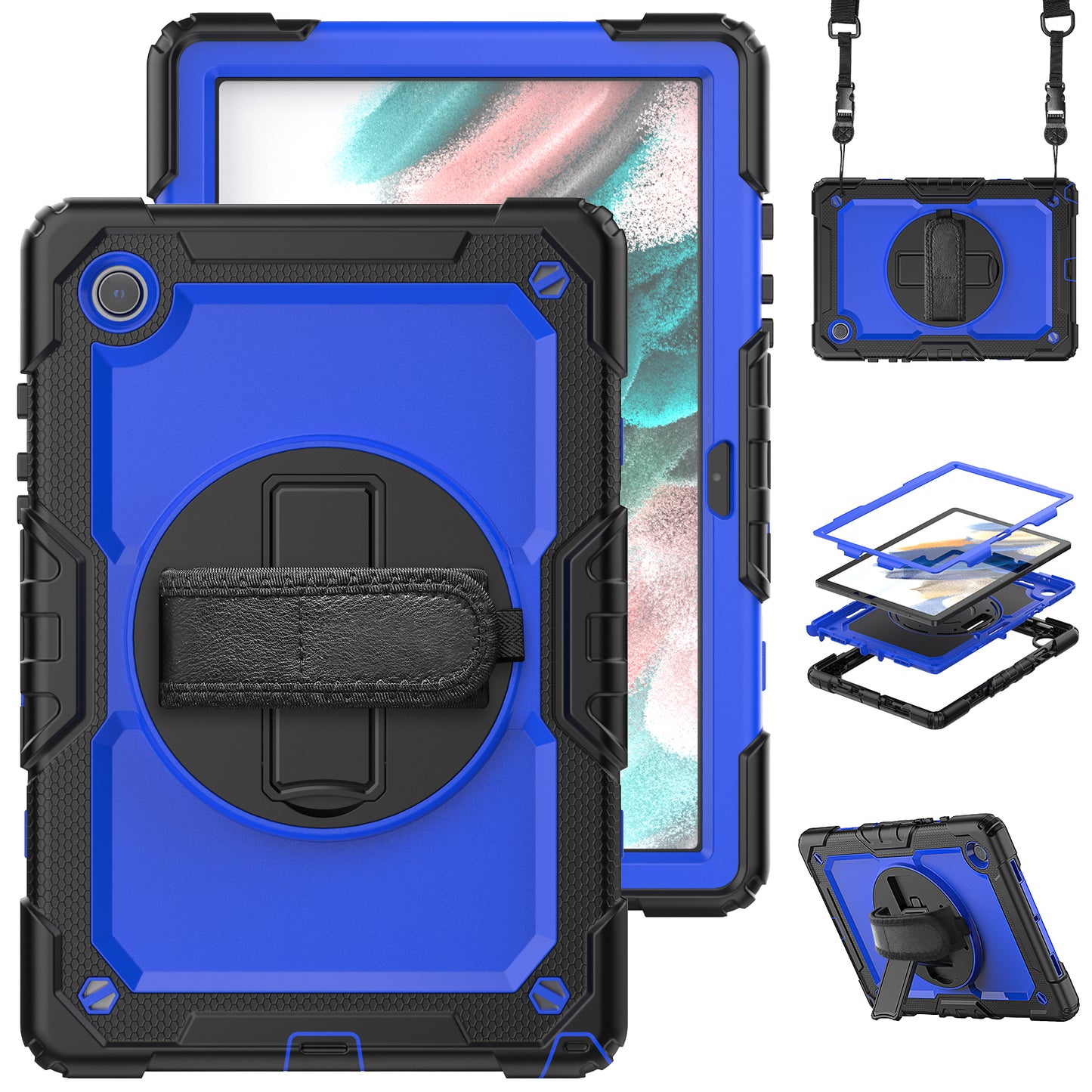 Tough Strap Galaxy Tab A8 Shockproof Case Multi-functional Built-in Screen Protector