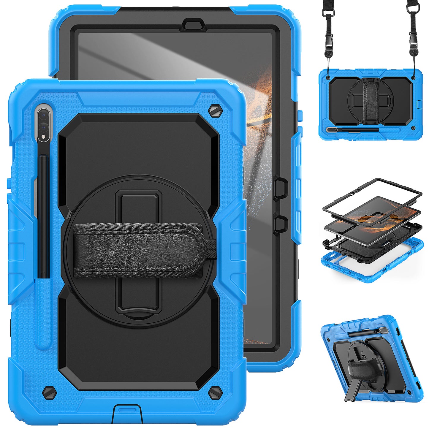 Tough Strap Galaxy Tab S8 Shockproof Case Multi-functional Built-in Screen Protector
