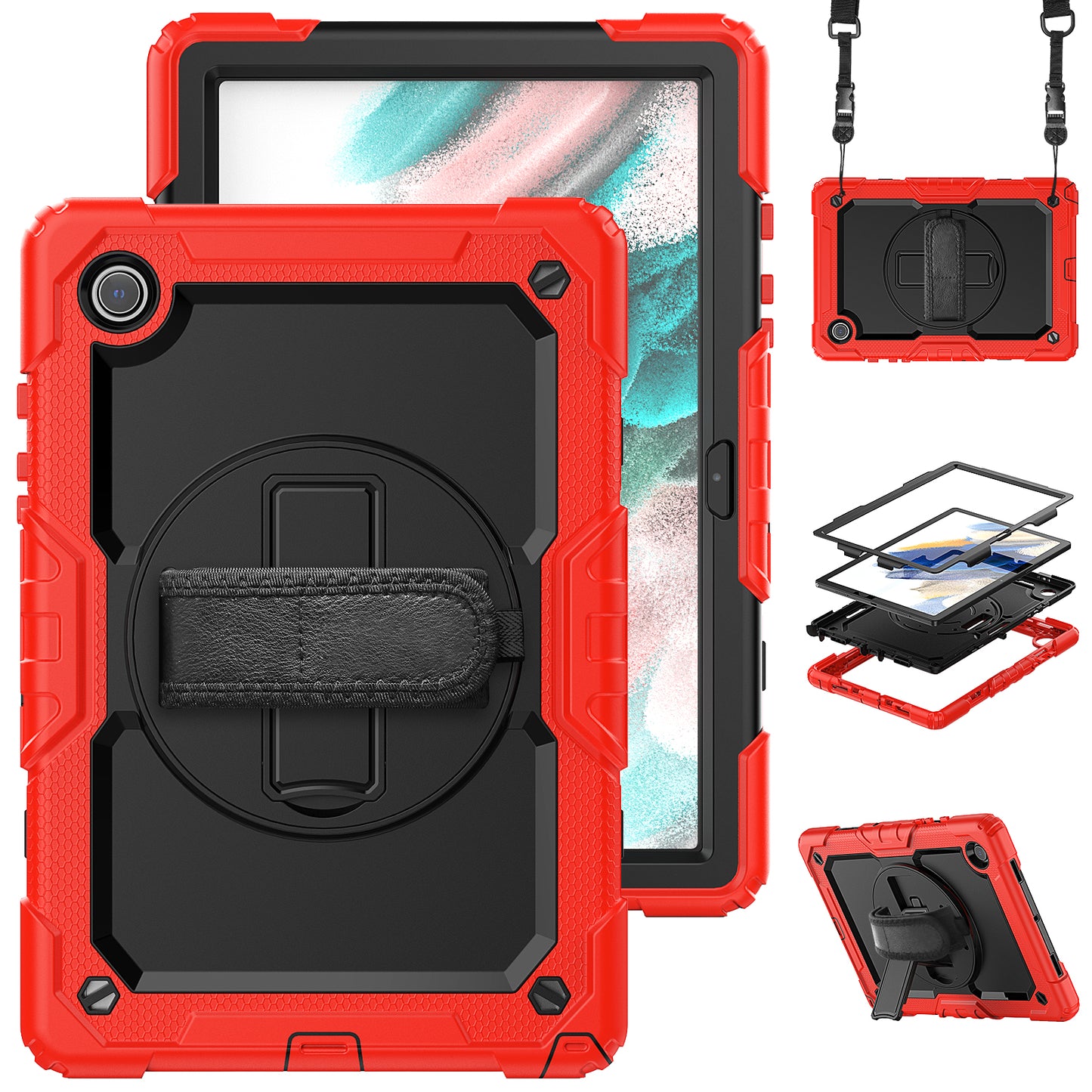 Tough Strap Galaxy Tab A8 Shockproof Case Multi-functional Built-in Screen Protector