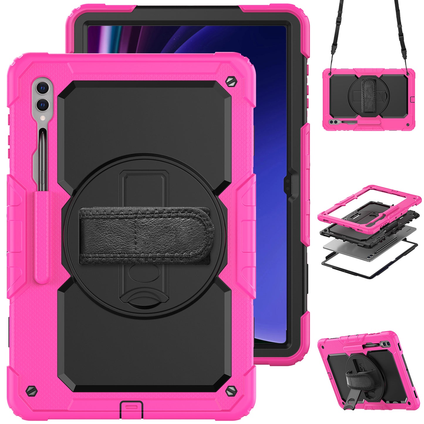 Tough Strap Galaxy Tab S9 Ultra Shockproof Case Multi-functional Built-in Screen Protector