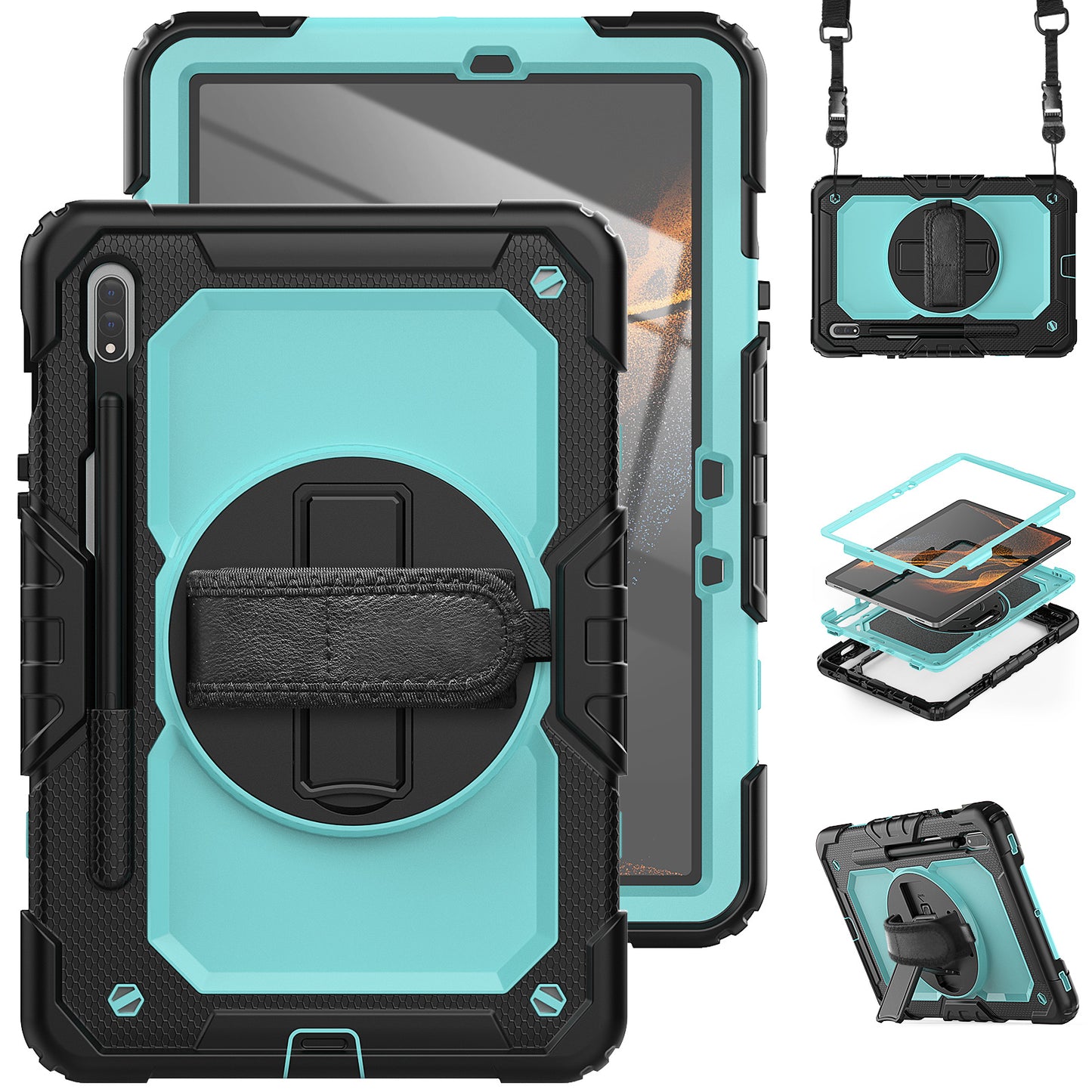 Tough Strap Galaxy Tab S8 Shockproof Case Multi-functional Built-in Screen Protector