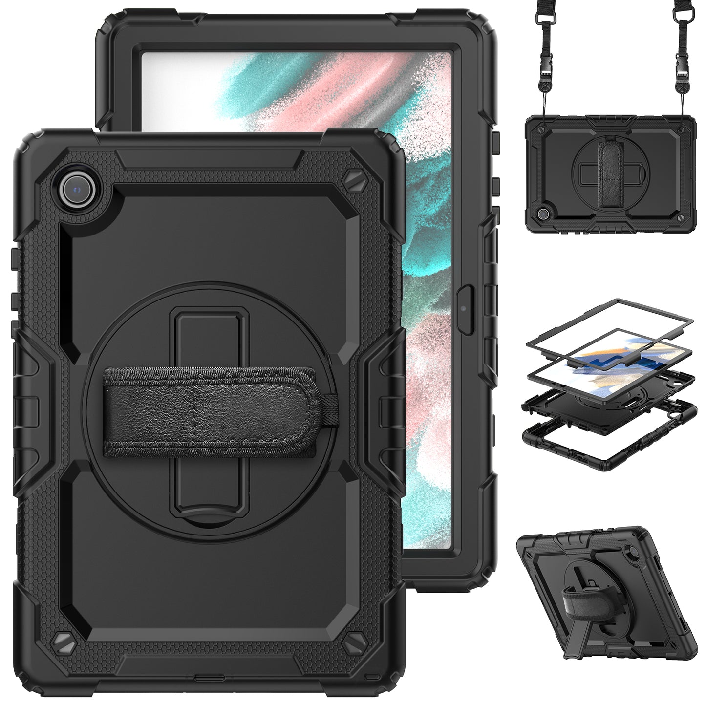 Tough Strap Galaxy Tab A8 Shockproof Case Multi-functional Built-in Screen Protector