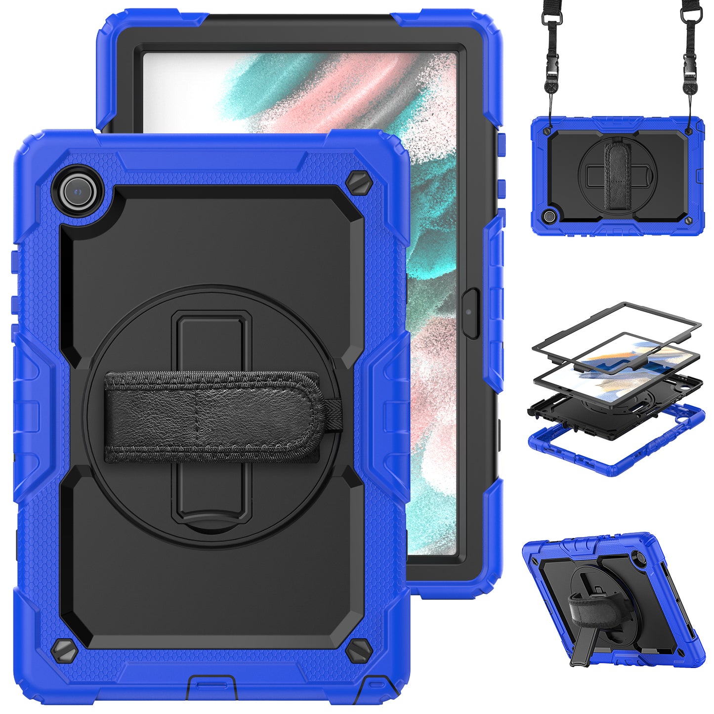 Tough Strap Galaxy Tab A8 Shockproof Case Multi-functional Built-in Screen Protector