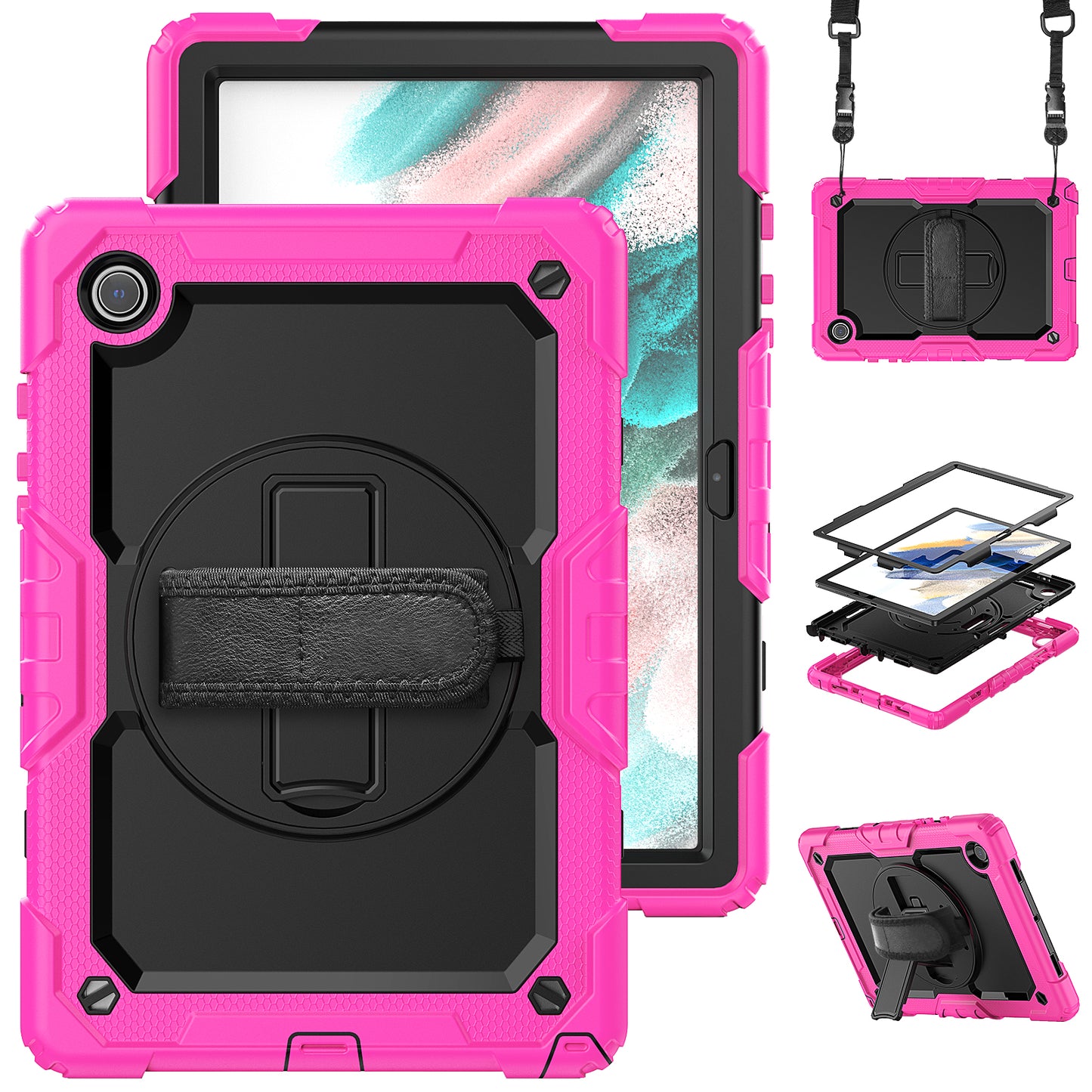 Tough Strap Galaxy Tab A8 Shockproof Case Multi-functional Built-in Screen Protector